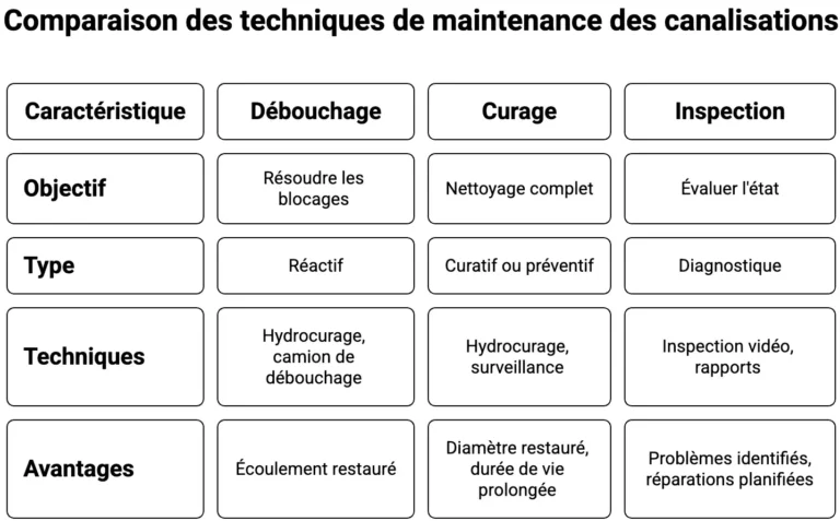 Débouchage, curage et maintenance des réseaux